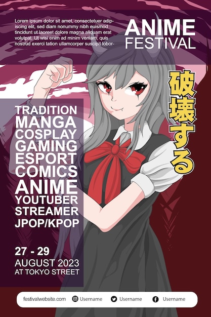 Vector anime colorful festival poster design