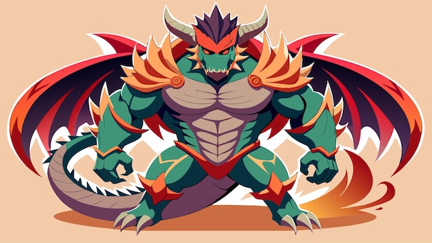 an anime giant dragon attacker fullbody vector illustration