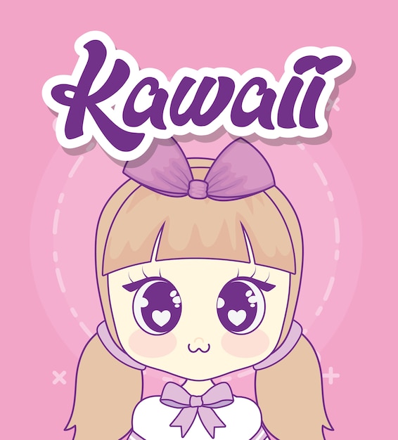 Anime girl icon over pink background