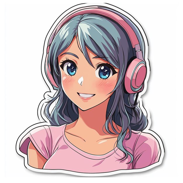 Vector anime girl with headphones vector