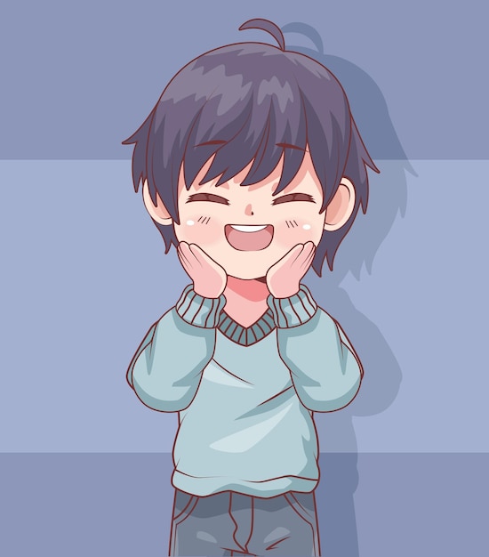 Anime smiling boy