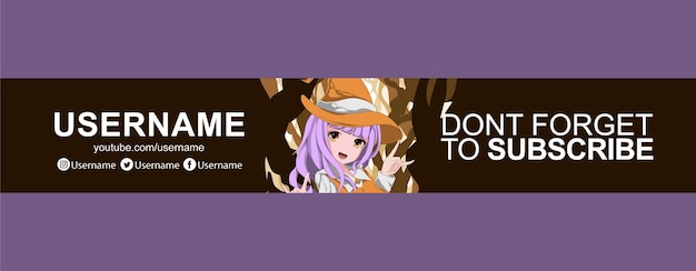 Vector anime youtube banner design template