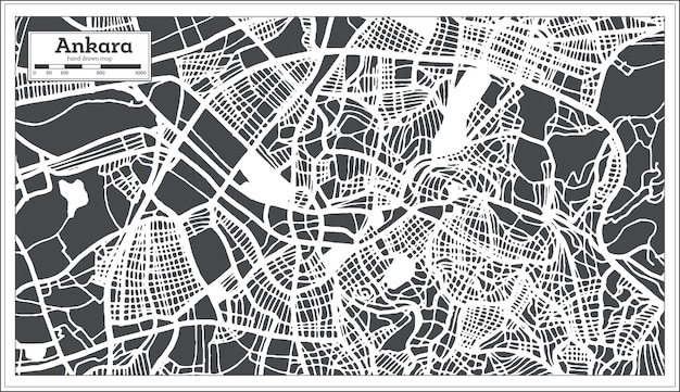 Ankara Turkey City Map in Retro Style