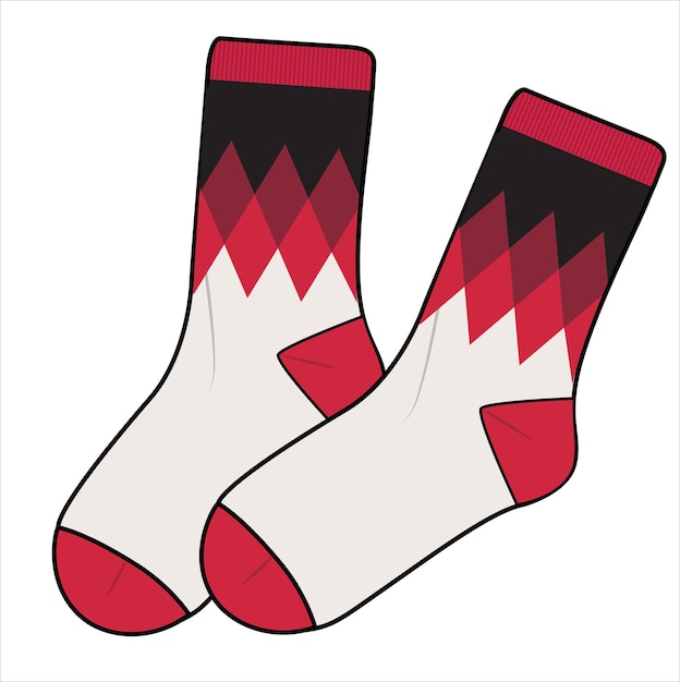 ANKLE LENGTH DIAMOND PATTERN SOCKS IN EDITABLE VECTOR FILE