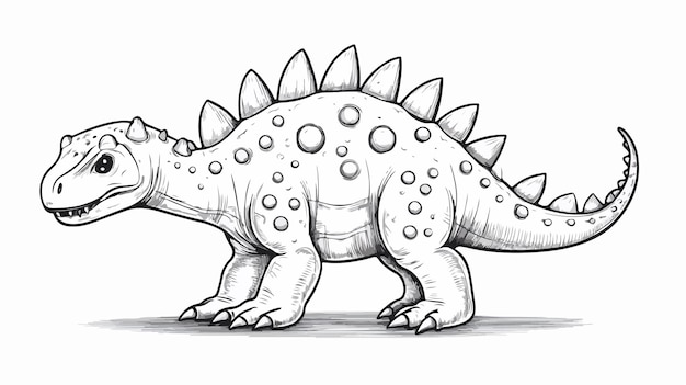 Ankylosaurus Coloring Page Cute Flat Dinosaur Illustration