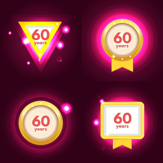 Anniversary 60 icons set