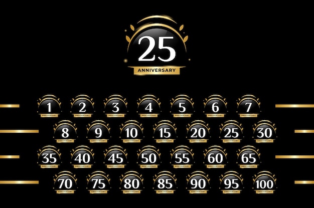 Anniversary Badge Gradient Set Number Background For Celebration