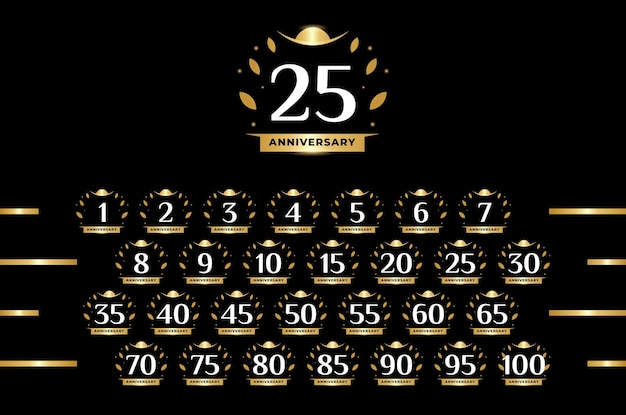 Anniversary Badge Gradient Set Number Background For Celebration