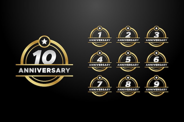 Anniversary Badge Gradient Set Number Background For Celebration