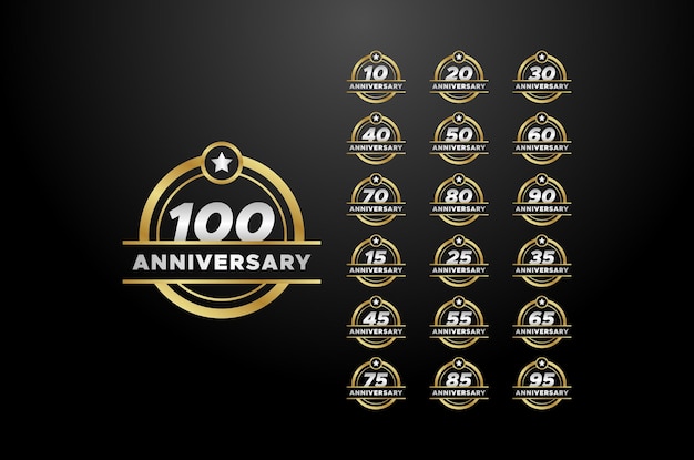 Anniversary Badge Gradient Set Number Background For Celebration