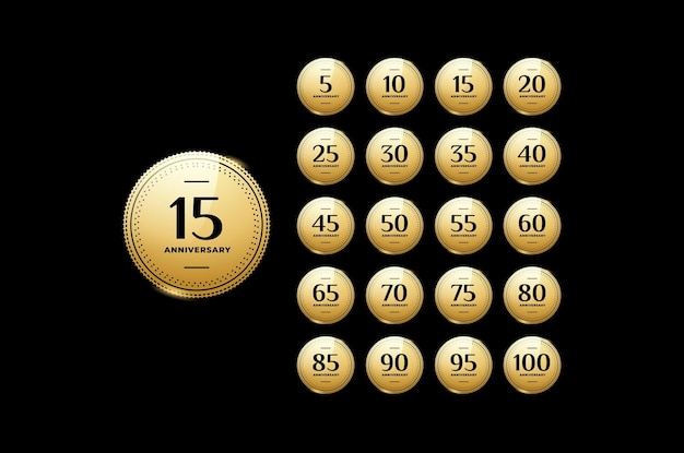 Anniversary Badge Gradient Set Number Background For Celebration