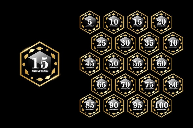 Anniversary Badge Gradient Set Number Background For Celebration