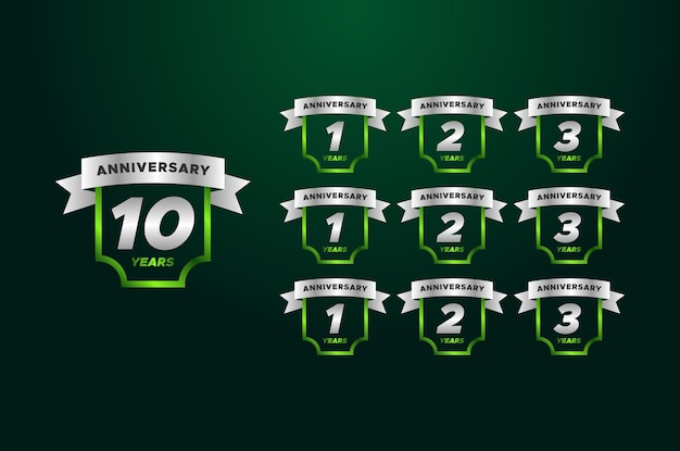 Anniversary Badge Gradient Set Number Background For Celebration