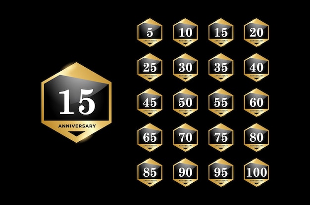 Anniversary Badge Gradient Set Number Background For Celebration