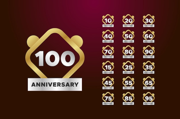 Anniversary Badge Gradient Set Number Background For Celebration