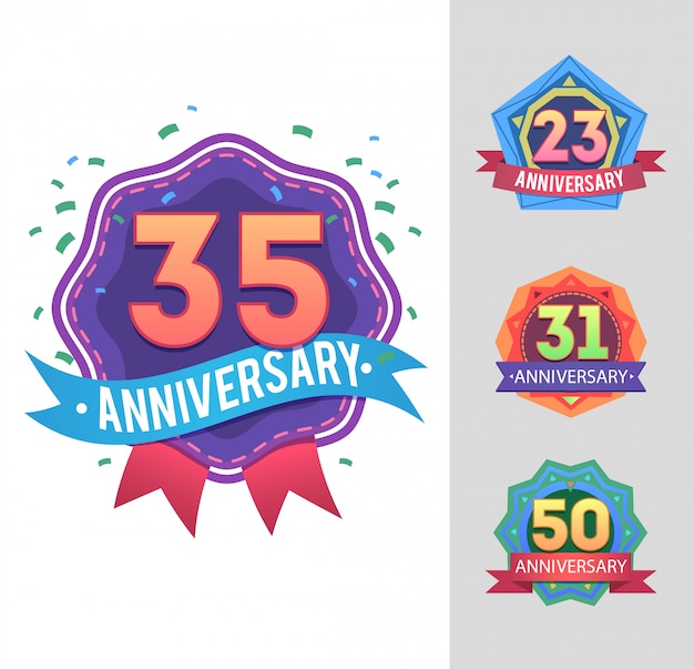 Anniversary badge with number.