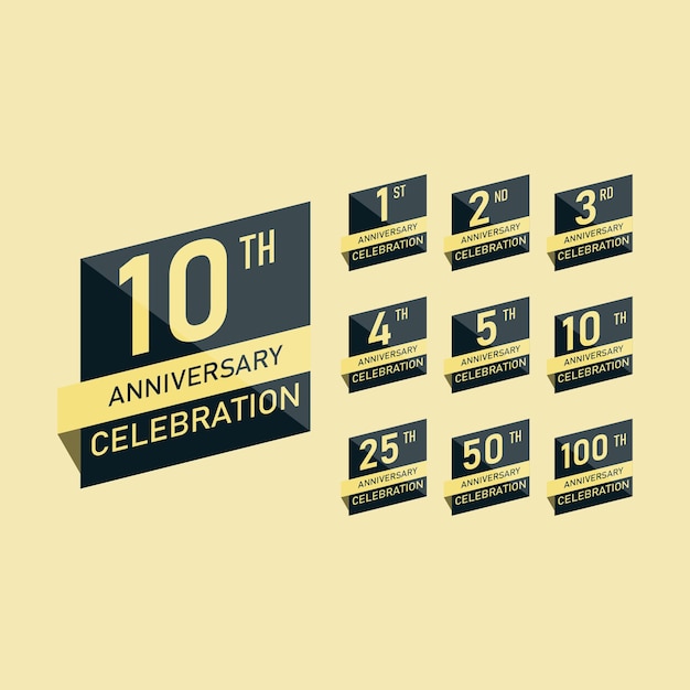 anniversary celebration ribbons badge set