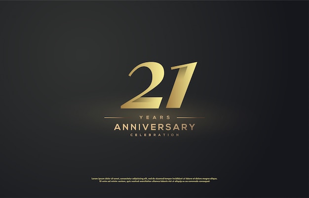 Anniversary celebration with number 21 in classic gold color