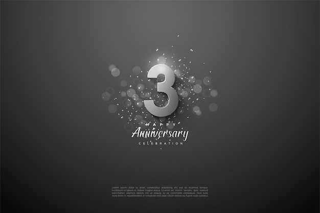 Anniversary with silver number illustration and light circle effect.