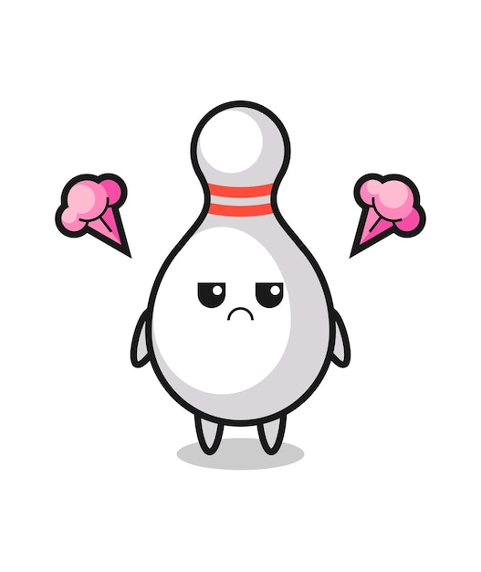 Annoyed expression of the cute bowling pin cartoon character , cute style design for t shirt, sticker, logo element