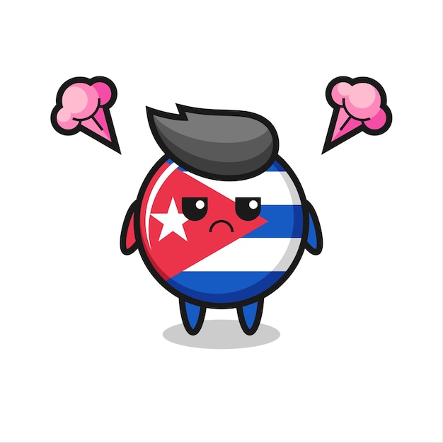 Annoyed expression of the cute cuba flag badge cartoon character , cute style design for t shirt, sticker, logo element