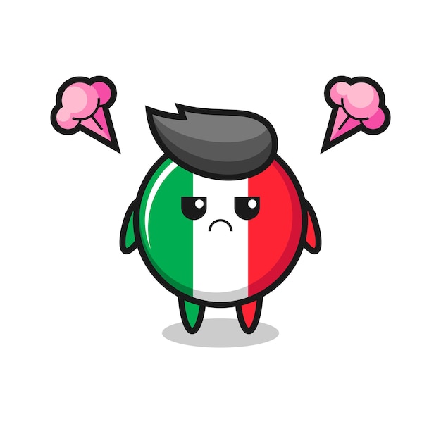 Annoyed expression of the cute italy flag cartoon character , cute style design for t shirt, sticker, logo element