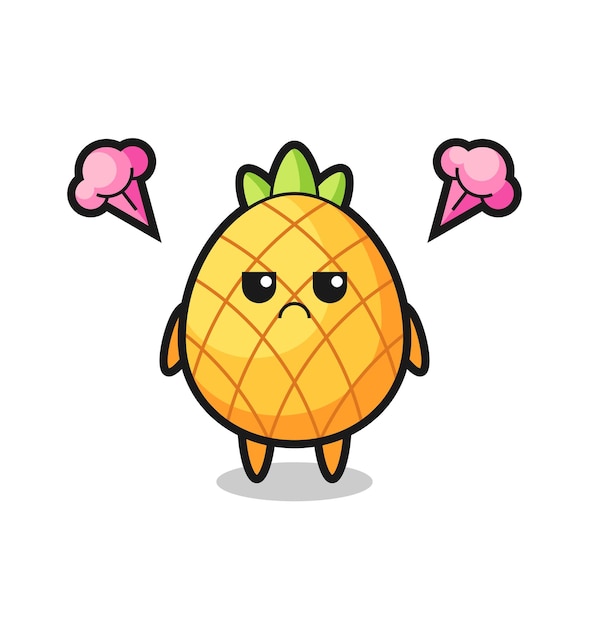 Annoyed expression of the cute pineapple cartoon character , cute style design for t shirt, sticker, logo element