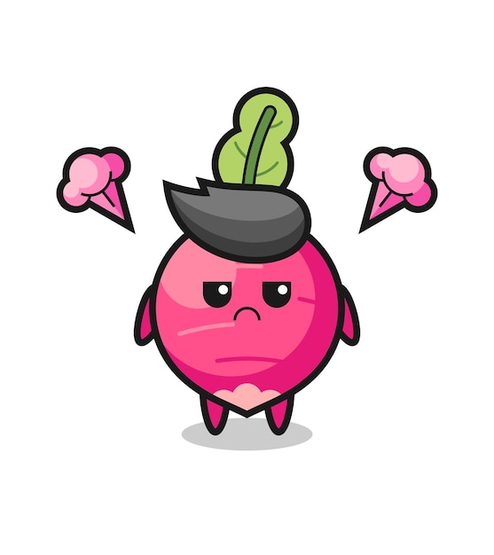 Annoyed expression of the cute radish cartoon character , cute style design for t shirt, sticker, logo element