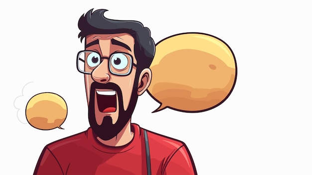 Annoyed Man with Speech Bubble Cartoon Vector Illustration