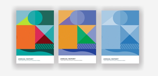 annual report brochure design in cubism style