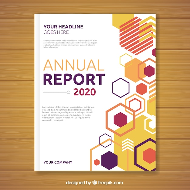 Annual report cover with geometric shapes