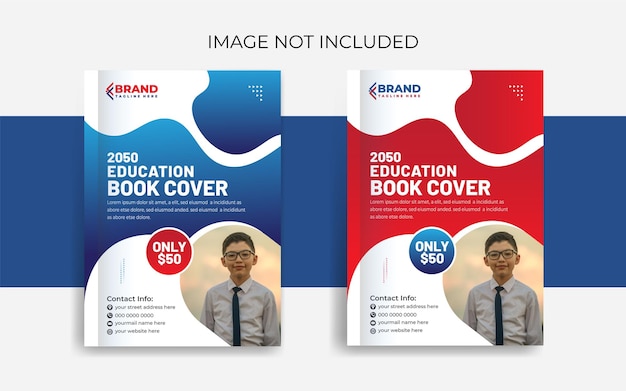 Annual report School book cover design template in a4 with vector