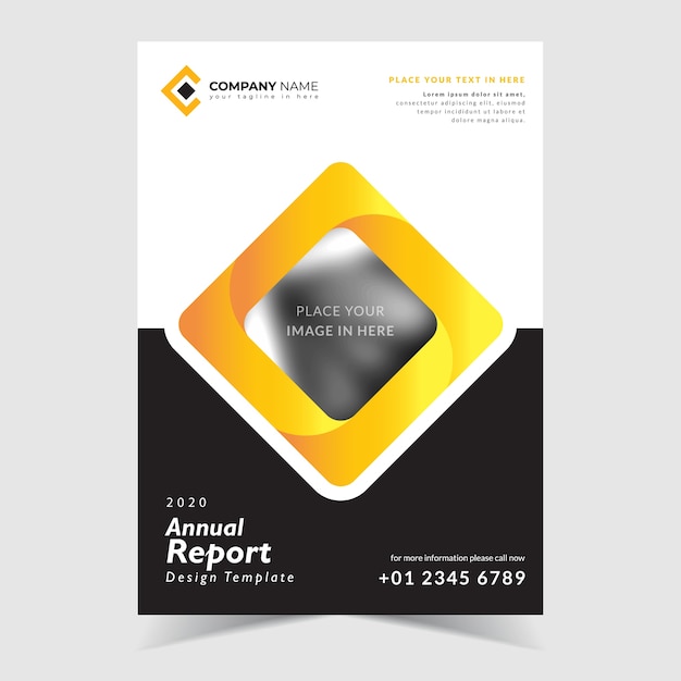 Annual Report template design, with creative background 