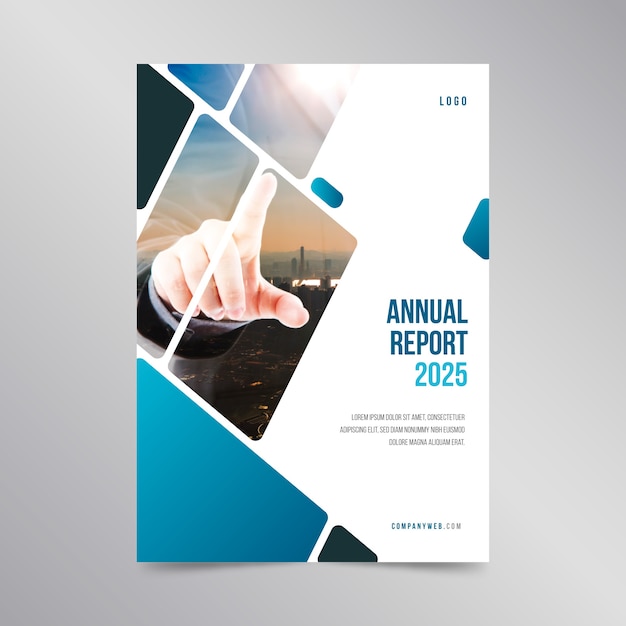 Vector annual report template design with photo