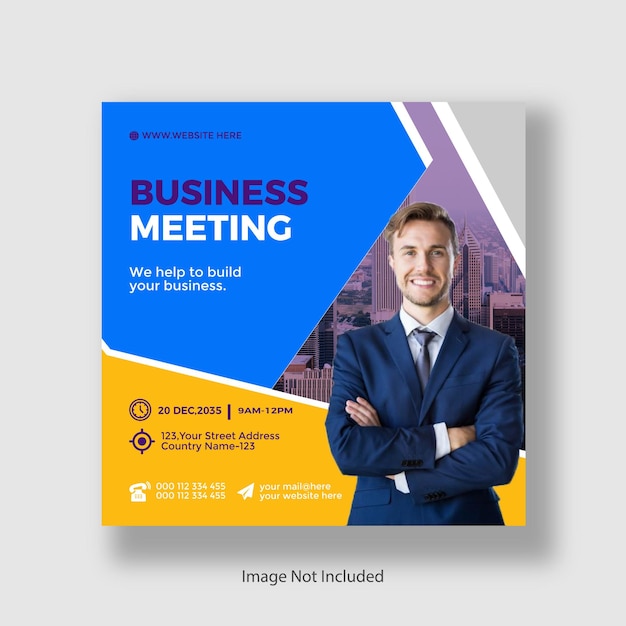 Annual summit business marketing conference meeting social media post template design