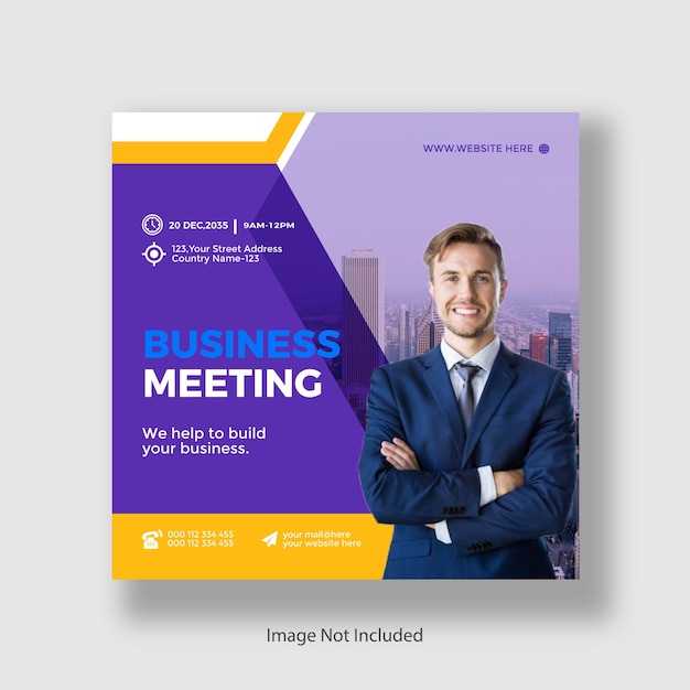 Annual summit business marketing conference meeting social media post template design