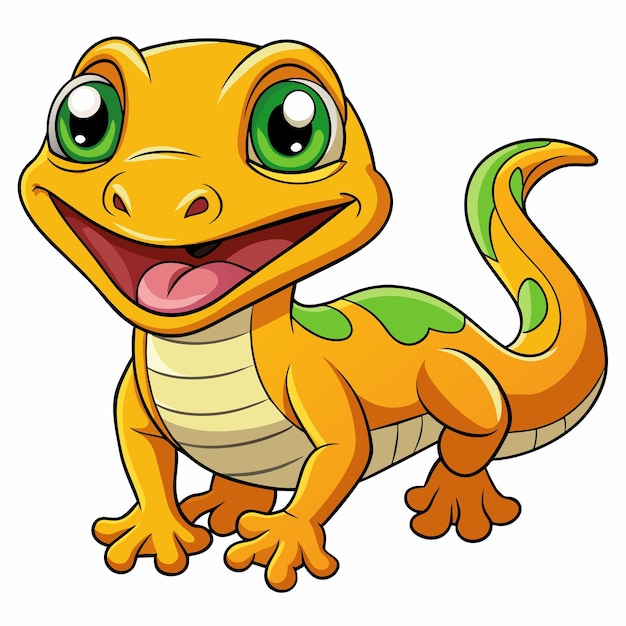 Anole Lizard smiles vector kawaii