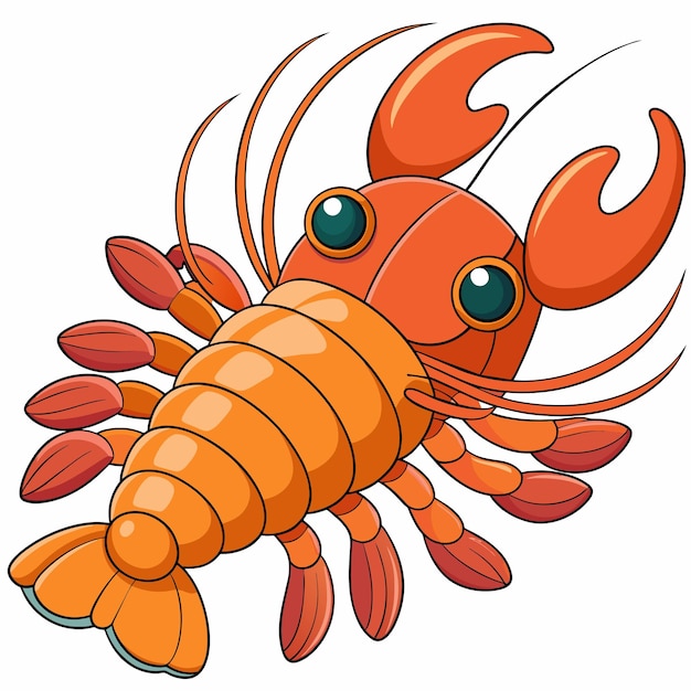 Anomalocaris shrimp swims vector kawaii