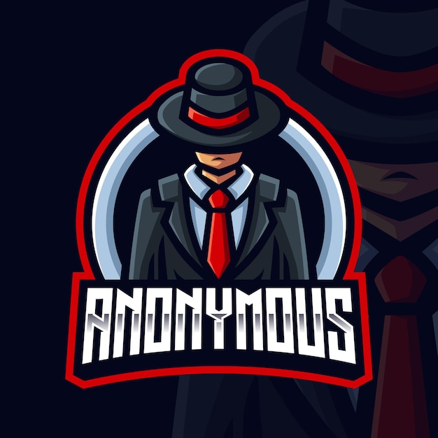 Anonymous Black Hat Mascot Gaming Logo Template for Esports Streamer Facebook Youtube