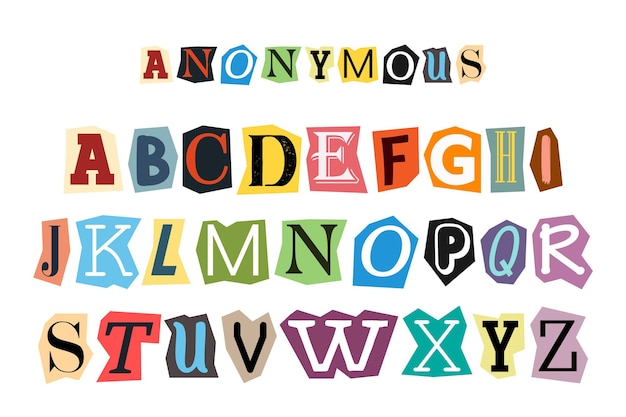 Anonymous color criminal letters cut from newspapers and magazines