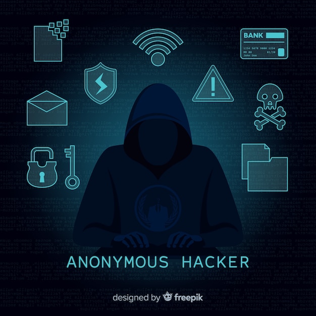 Vector anonymous hacker concept with flat design