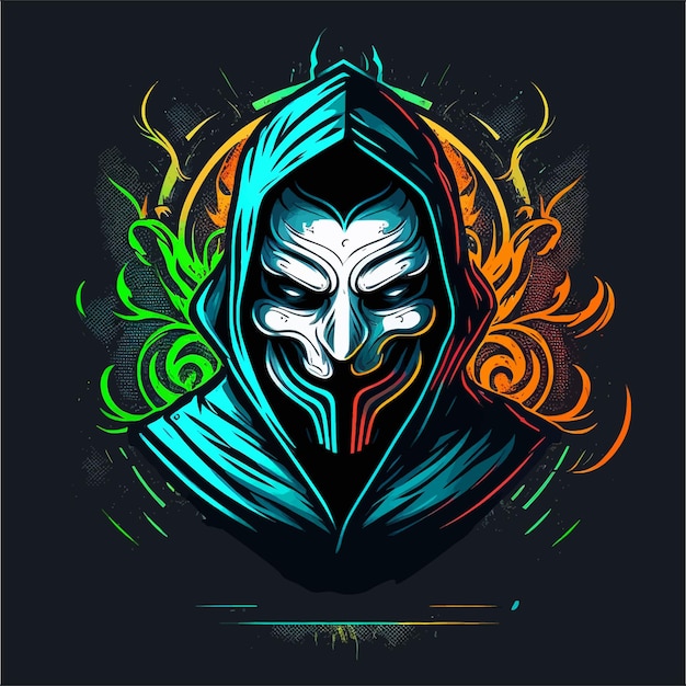 Anonymous with hoodie, esports mascot design, gaming logo template, illustration