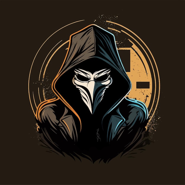 Anonymous with hoodie illustration, esports mascot design, gaming logo template