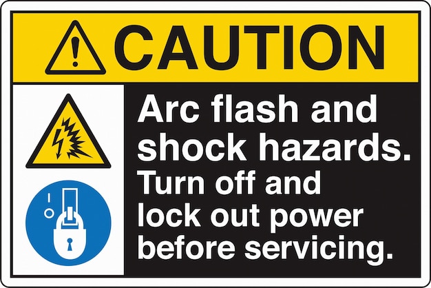 ANSI Z535 Safety Sign Marking Label Symbol Pictogram Standards Caution Arc flash and shock hazards