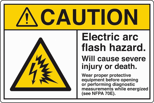 Vector ansi z535 safety sign marking label symbol pictogram standards caution electric arc flash hazard