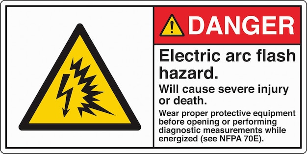 Vector ansi z535 safety sign marking label symbol pictogram standards danger electric arc flash hazard will