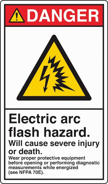 Vector ansi z535 safety sign marking label symbol pictogram standards danger electric arc flash hazard