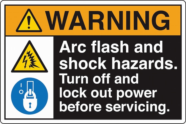 Vector ansi z535 safety sign marking label symbol pictogram standards warning arc flash and shock hazards