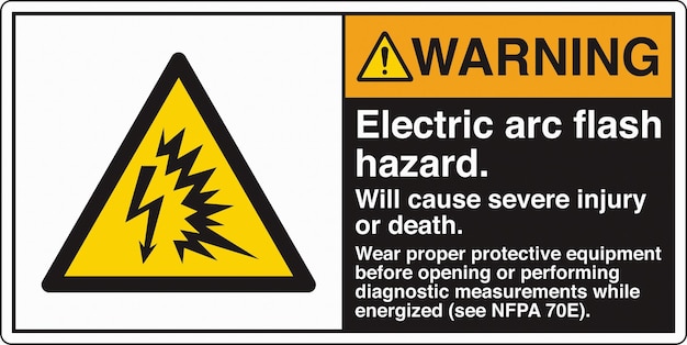 Vector ansi z535 safety sign marking label symbol pictogram standards warning electric arc flash hazard