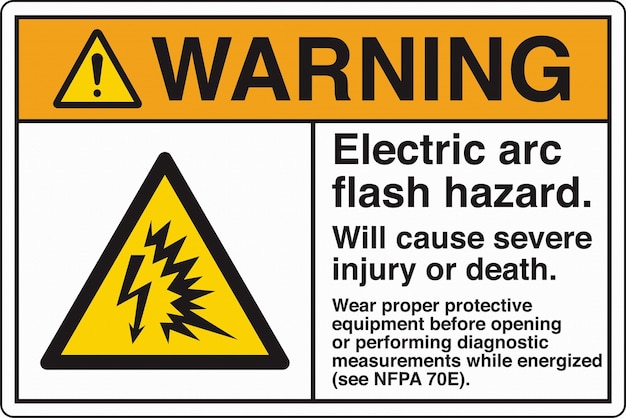 Vector ansi z535 safety sign marking label symbol pictogram standards warning electric arc flash hazard